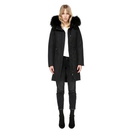 Mackage Enia Mid Length Winter Down Coat With Fur - Womens, Black, Extra Small ENIA-BLACK-XS