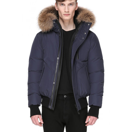 Mackage Florian Winter Down Bomber Jacket With Fur - Mens, Ink, 36, FLORIAN-INK-36