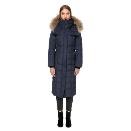 Mackage Jada Maxi Length Winter Down Coat With Sheepskin - Womens, Ink, Extra Small JADA-INK-XS