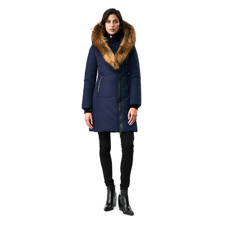 Mackage Kay Down Coat - Womens, Navy / Natural Fur, Large, Kay-R-Navy-L