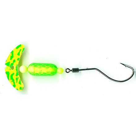 Macks Lure Smile Blade Spindrift Walleye Spinner, Number 1 Hook 72in Leader, Chartreuse Green Tiger Smile Blade/Chrt Grn Scale Pill, 63350