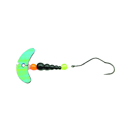 Macks Lure Smile Blade Super Slow Death Rig, Number 1 Hook, Motor Oil Smile Blade/Black TapeRed Bead/Flo Fire Orange/Flo Chartreuse Bead, 63326