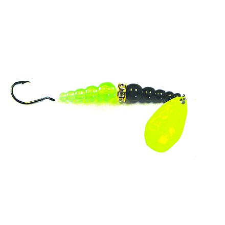 Macks Lure Wedding Ring Classic Original Spinner, Number 10 Hook 48in Leader, Chartreuse Blade/Black/Flo Chartreuse Bead, 9245