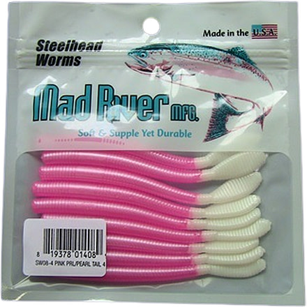 Mad River Steelhead Worm, 9, 3in, Pink Pearl/Pearl Tail, SW08-3