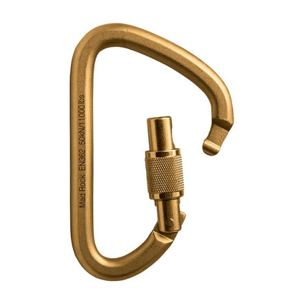Mad Rock XL Steel Screw Lock Carabiner, Gold 870559005326