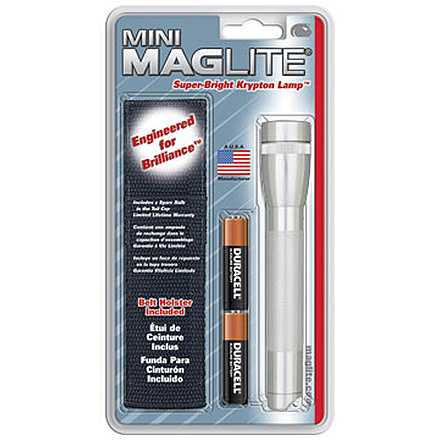 MagLite Mini 2 Cell AA Incandescent Flashlight, Silver, Blister Card, M2A10H