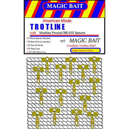 Magic Bait Econo Trotline 100' 20 Brass Swivels 4/0 Hooks & Droplines w/Plastic Spacers, 77BSTL