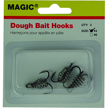 Magic Big Bite Dough Bait Spring Hook, Treble, Bronze, Size 4, 3 Per Pack, 4740