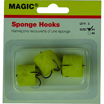 Magic Sponge Hook, Treble, Size 4, 3 Per Pack, 4840