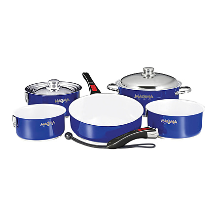 Magma Induction White Non-Stick Cookware Set, 10 Piece, Cobalt Blue, A10-366-CB-IND