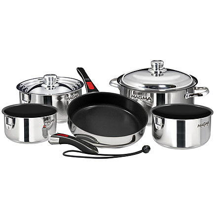Magma Nesting 10-Piece Cookware - Stainless Steel Exterior &amp; Slate Black Ceramica Non-Stick Interior 58441