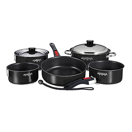 Magma "Nesting" 10-Piece Induction Compatible Cookware - Jet Black Exterior &amp; Slate Black Ceramica Non-Stick Interior 58446