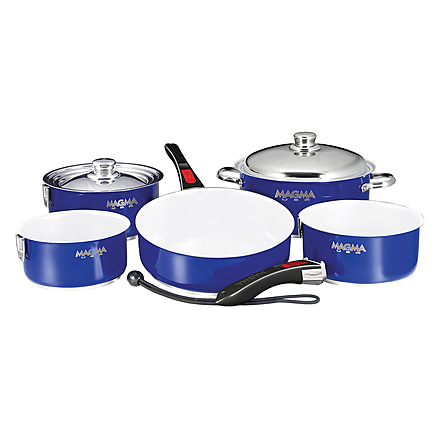 Magma Non Induction White Non-Stick Cookware Set, 10 Piece, Cobalt Blue, A10-366-CB