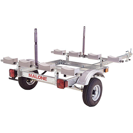 Malone Auto Racks EcoLight 4 Kayak Trailer Package, 1 Stacker, 4 Sets Foam Blocks, MPG586XL