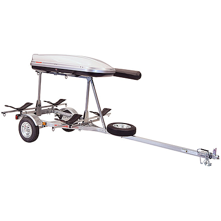 Malone Auto Racks MicroSport LowBed 2 Kayak Trailer Package, 2 Sets MegaWing, Cargo Box, Rod Tube, Spare Tire, MPG464-LBTM