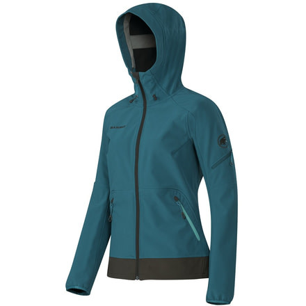 Mammut Runje SO Hooded Jacket - Womens-Dark Pacific/Bison-Medium