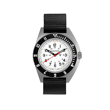 Marathon Arctic Steel Navigator W/ Date On Ballistic Nylon Watch, 11in, White, 41mm, WW194013SS-0501