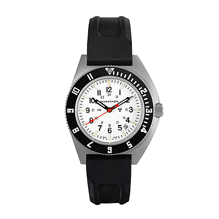 Marathon Arctic Steel Navigator W/Date Ssnav-D 3-Piece Rubber Strap Kit, White, 41mm, WW194013SS-0530