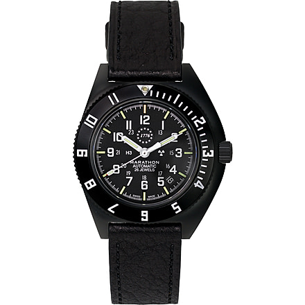 Marathon Limited 250 Edition SSNAV-D Auto Unisex Watch, 41mm Case Diameter, Bi-Directional Bezel, Black Leather Strap, WW194030AN-US250