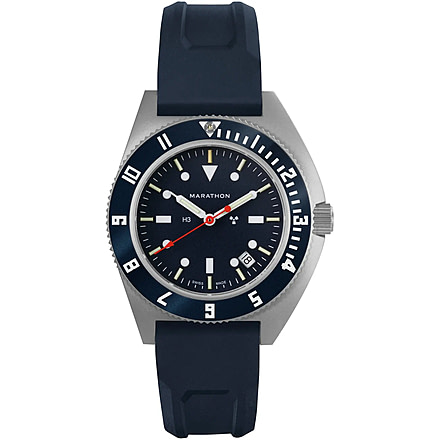 Marathon Navigator Unisex Pilot's Quartz w/ Date Blue Yonder SSNAV-D Watch, 41mm, Bi-Directional, Blue, FKM Rubber, WW194013SS-1301