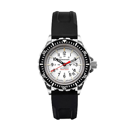 Marathon Arctic Edition Large Divers Automatic Watches, NGM, Black Rubber Strap, White Dial, 41mm Diameter / 14mm Thickness, WW194006SS-0530