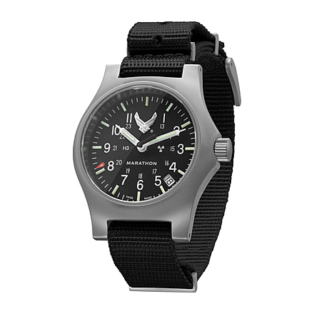 Marathon USAF Officers Watch w/ Date, Black, NSN 645-01-697-8861, WW194015SS-1003