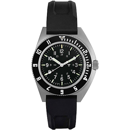 Marathon SSNAV 41mm Steel Navigator Watch, Black 3-Piece Rubber Strap Kit, Black, 41mm, WW194001SS-0830