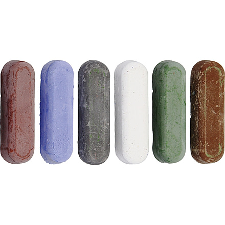 Marbles Assortment of 6 Compounds, One Each Of Black Emery, White Rouge, Brown Tripoli, Red Rouge, Blue Rouge, Green Rouge, 155 154 158 156 157 150