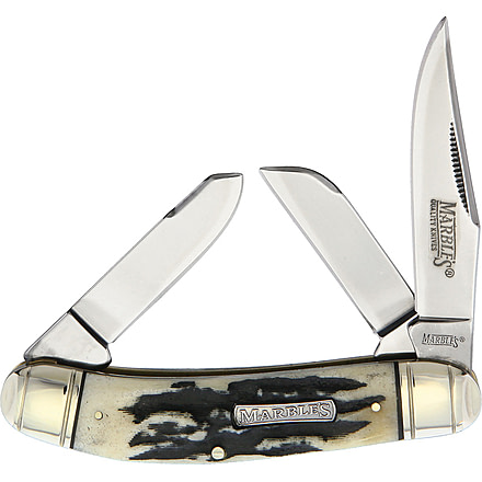 Marbles Black Stag Stockman Black Stag Series Folding Knife, Black, Black stag bone handle, KB302 / MR479