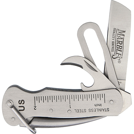 Marbles First Mate Knife Folding Knife,Stainless Steel,Standard Edge,Sheepsfoot,Satin,Stainless Handle MR405