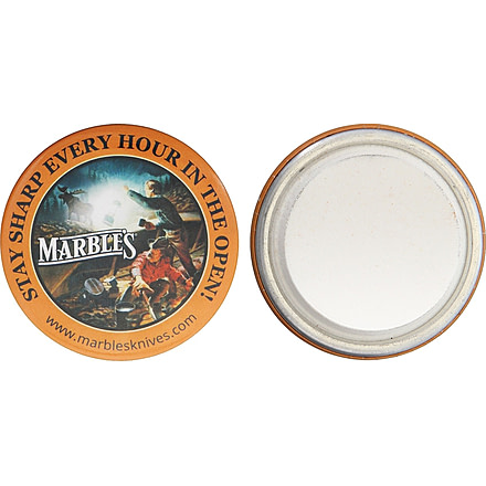 Marbles Hunters Round Sharpener, Round Sharpener, Grit Medium, 2.25 Diameter, Metal Button Style Top With MarbleS Artwork, Round Sharpening Stone On Bottom, MR372