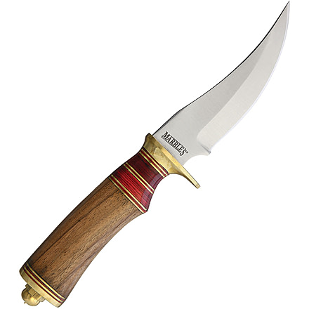 Marbles Hunting Knife, 4.5 satin finish stainless upswept blade, Brown wood handle, # 9 / MR573