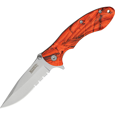 Marbles Linerlock Orange Camo Blade, 4in. Closed MR286