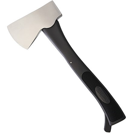 Marbles No 3 Safety Axe, 12in Overall, 2.63in Cutting Edge, 4.63in Satin SS Axe Head, Black Synthetic Handle, Swing-Arm Safety Mechanism For Safe Carry, Black, AXE HEAD/ CLAM PACK