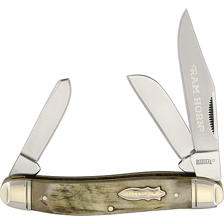 Marbles Ram's Horn Stockman Folding Knife,Stainless Steel,3.875 in Closed,Clip,Spey and Sheepsfoot,Mirror Polish,Ram Horn Handle MR363