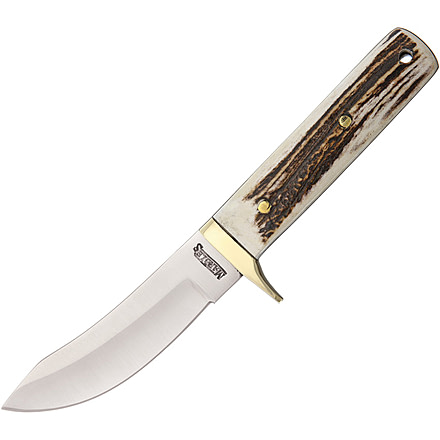 Marbles Stag Skinner Fixed Blade Knife, 4.75in, Brushed, Stag Handle MR531