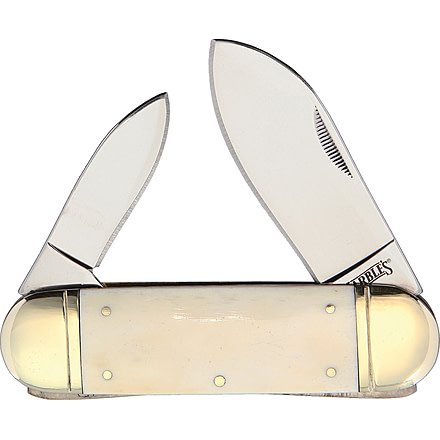 Marbles Sunfish White Smooth Bone Folding Knife, Mirror finish stainless spear and pen blades, White smooth bone handle, MR581/ PK510WH