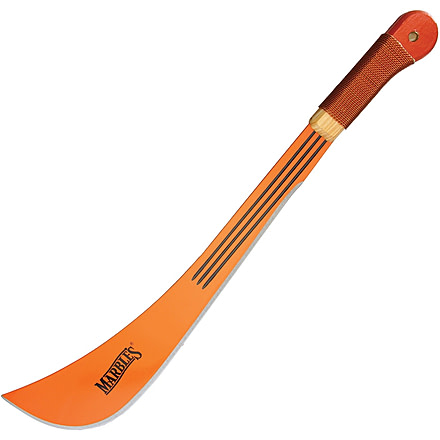 Marbles Swamp Master Machete Knife, 24.25in Overall, 18in Orange Finish SS Blade, Orange Wire Wrapped Wooden Handle, PDMA3218W