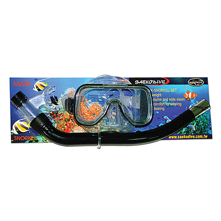 Marine Sports Adult Snorkel Set - Single Pane - PVC - Black, 4044BK