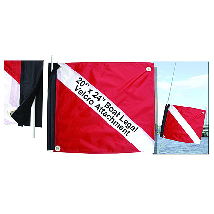 Marine Sports Deluxe Dive Flag w/Stiffener Velcro Attached 20x24, 4678