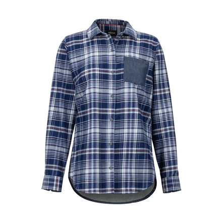 Marmot Lakota LtWt Flannel Long Sleeve - Womens, Bright Steel/Storm Chambray, Medium, 47210-BS/SC-M-DEMO