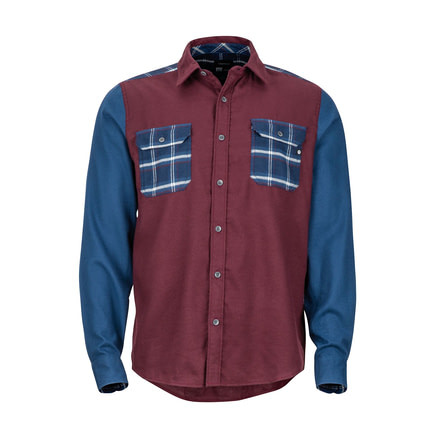 Marmot Pinyon Heavyweight Flannel Long Sleeve Shirt - Mens, Burgundy/Denim, Medium, 42920-5593-M