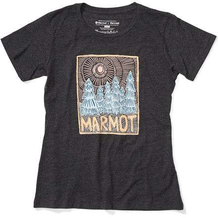 Marmot Woodblock Short Sleeve T-Shirt - Womens, Charcoal Heather, Medium, 46470-1204-M