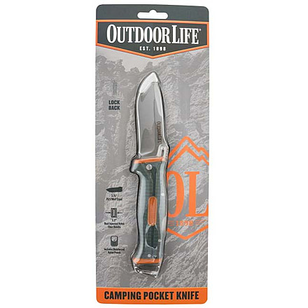 Master Cutlery Outdoor Life Folding Camping Knife, 3.75in, 7Cr17MoV Stainless Steel Blade, Drop Point, Orange Handle, OLFDR001OGN