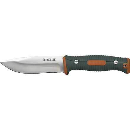 Outdoor Life Fixed Blade Knife, 4.75 in, Stainless Steel, Drop Point, OD Green, OLFIX001OGN