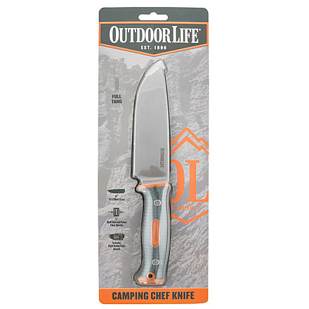 Master Cutlery Outdoor Life Camp Chef Fixed Blade Knife, 6in 7Cr17Mov Blade, Green/Orange Handle, OLFIX002OGN