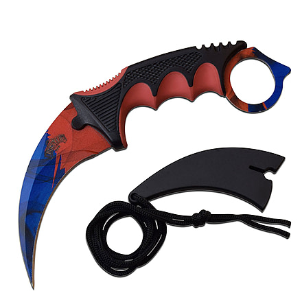 Master USA Hawkbill Fixed Blade Knife, 4 in, 3Cr13 Stainless Steel Stainless Steel, Black/Red, MU-1142BRD