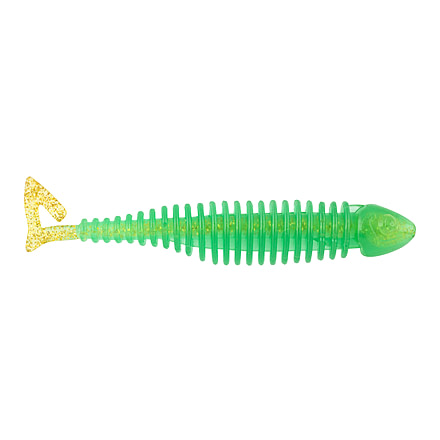 Matzuo Gaikotsu Ribbed Curl Tail 4" 8pk, Emerald Shiner, MTZGKCT4.0EMRLD