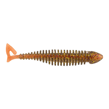Matzuo Gaikotsu Ribbed Curl Tail 4" 8pk, Fire Tail Worm, MTZGKCT4.0FTWRM