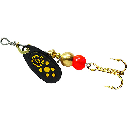 Mepps Black Fury Ultra Lites In-Line Spinner, 1/18 oz, Plain Treble Hook, Yellow Dots, BF00 Y
